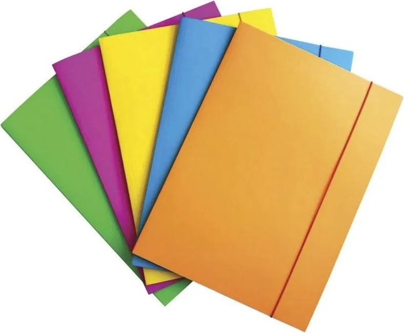 Dosar cu elastic Office Products, A4, carton lacuit, 300 gsm, 3 clapete, culori asortate