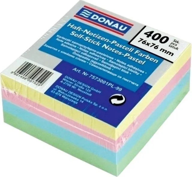 Notite adezive, Donau, 76 x 76 mm, multicolor, 400 file