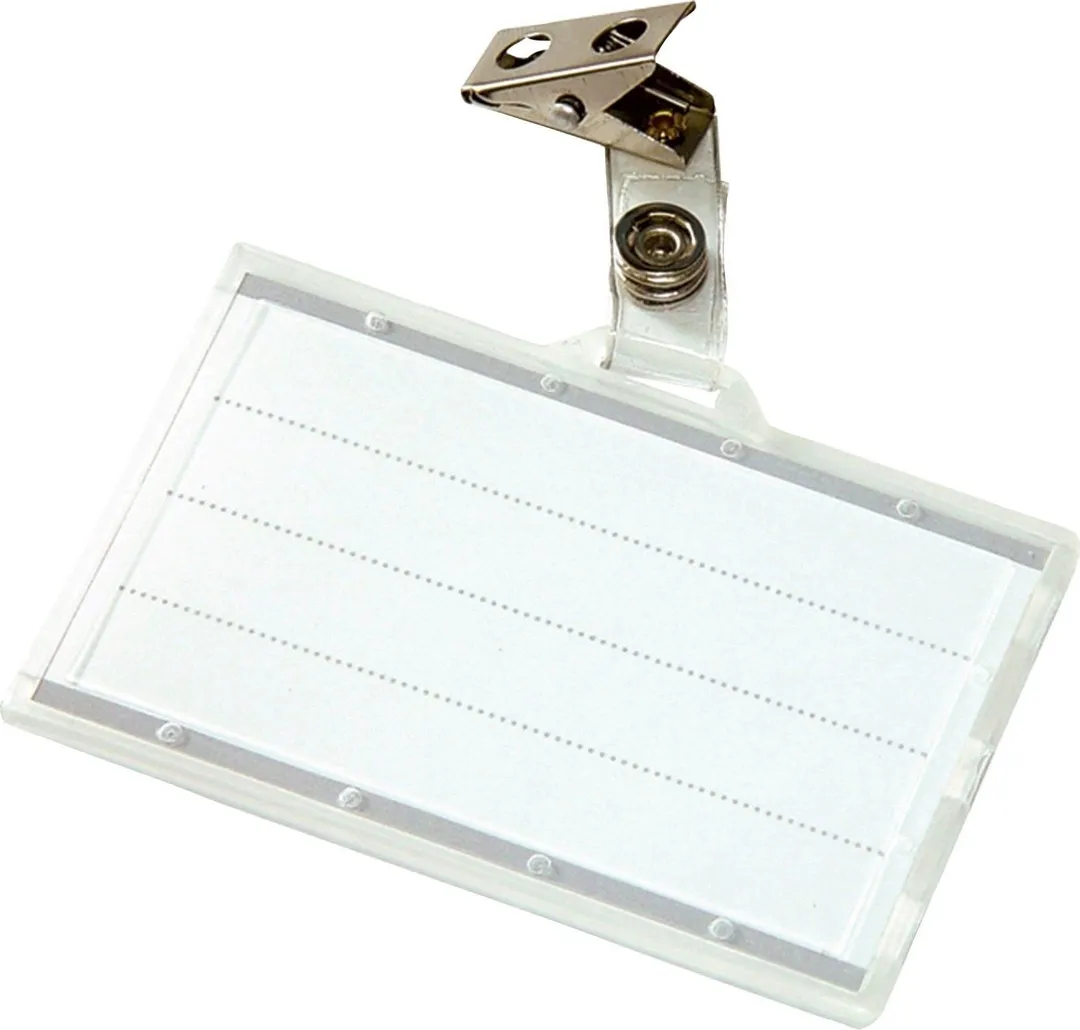 Ecuson orizontal Donau cu clip, 85 x 50 mm, 50 bucati/cutie