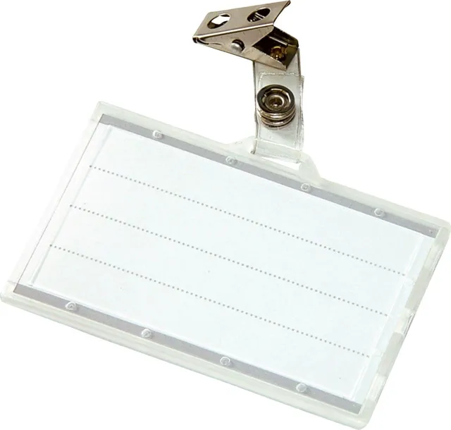 Ecuson orizontal Donau cu clip, 85 x 50 mm, 50 bucati/cutie