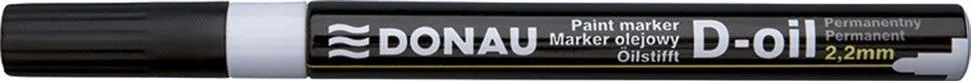 Marker permanent cu vopsea Donau, varf rotund, 2.2 mm, scriere alba