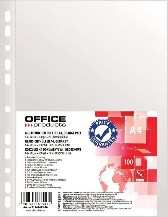 File de protectie, orange peel, 50 microni, A4 plastic, 100 bucati/set