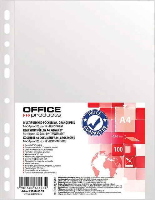 File de protectie, orange peel, 50 microni, A4 plastic, 100 bucati/set