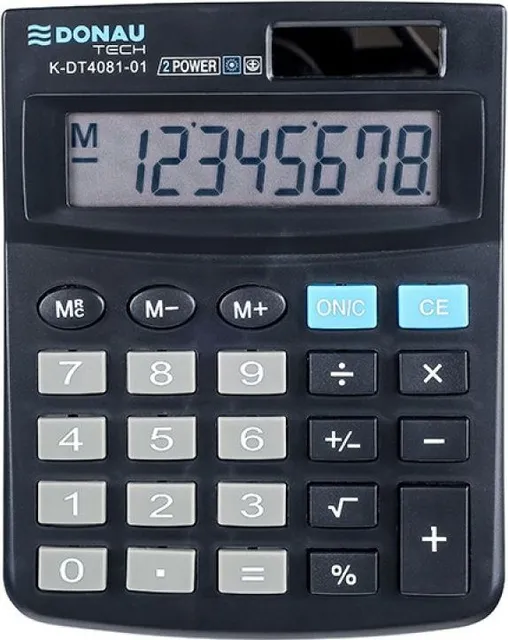 Calculator de birou Donau Tech, 130 x 104 x 19 mm, 8 digiti, negru