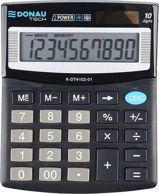 Calculator de birou Donau Tech, 122 x 100 x 32 mm, 10 digiti, negru