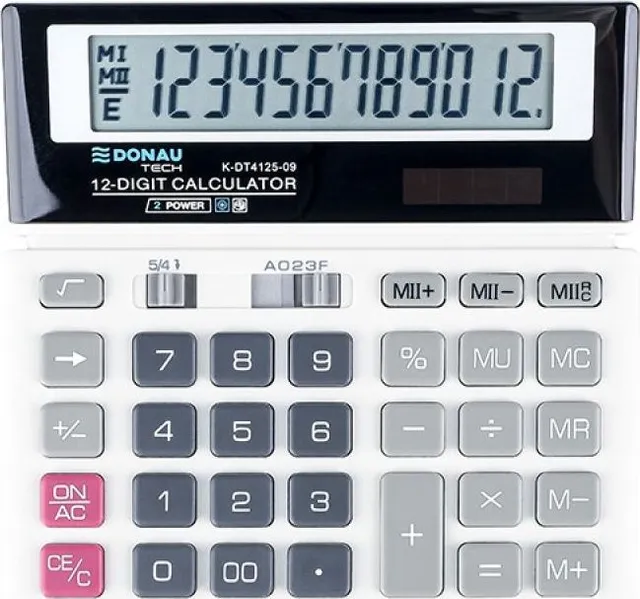 Calculator de birou Donau Tech, 155 x 152 x 28 mm, 12 digiti, alb