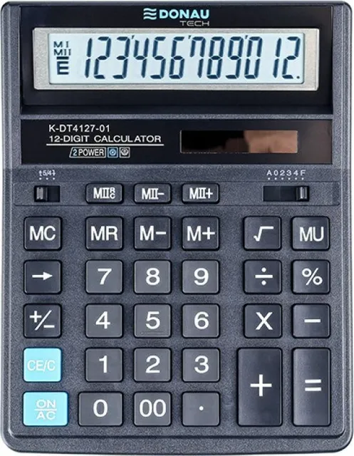 Calculator de birou Donau Tech, 203 x 158 x 31 mm, 12 digiti, negru