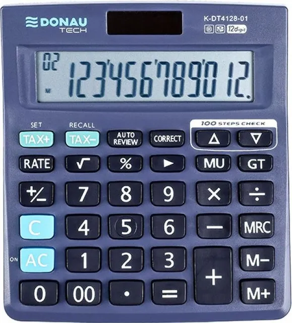 Calculator de birou Donau Tech, 140 x 122 x 30 mm, 12 digiti, negru