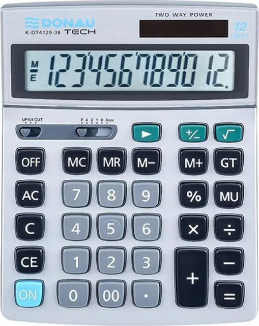 Calculator de birou Donau Tech, 210 x 154 x 37 mm, 12 digiti, argintiu
