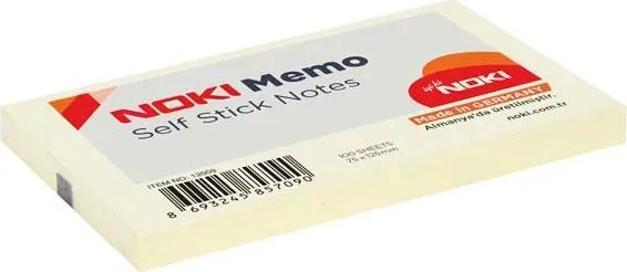 Notite adezive, Noki, 75 x 125 mm, galben, 100 file/set