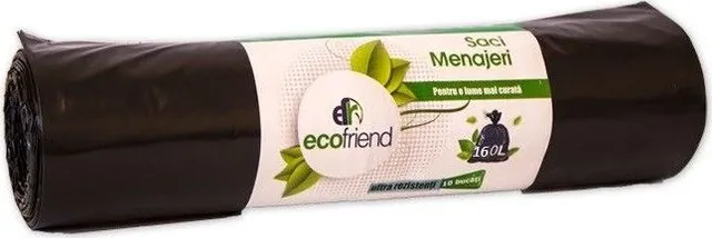 Saci menaj LDPE Ecofriend, negri, 35 microni, 80x120 cm, 160L, 10 bucati/rola