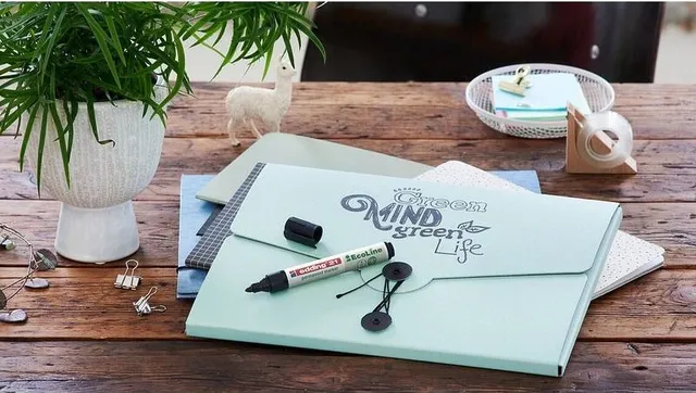 Marker permanent Edding 21 EcoLine, varf rotund 1.5-3mm, set 4 buc