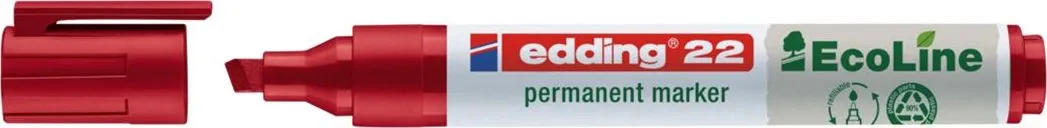 Marker permanent Edding 22 Ecoline, corp plastic, varf tesit 1-5 mm, rosu