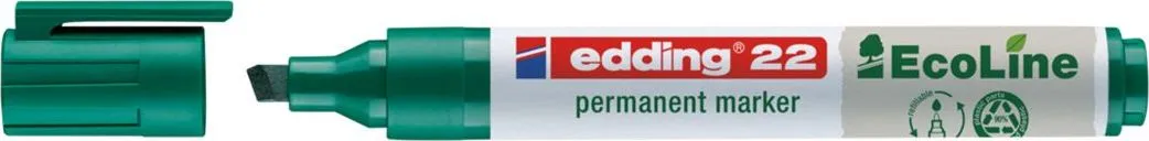 Marker permanent Edding 22 Ecoline, corp plastic, varf tesit 1-5 mm, verde