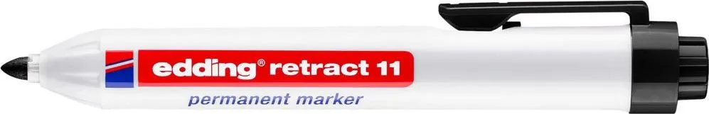 Marker permanent edding retract 11, corp din plastic, varf rotund, 1.5-3 mm, negru