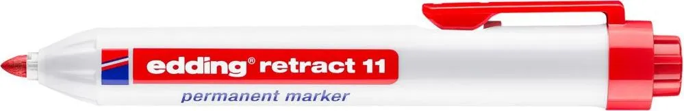 Marker permanent edding retract 11, corp din plastic, varf rotund, 1.5-3 mm, rosu