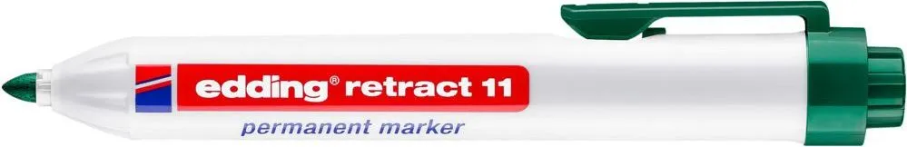 Marker permanent edding retract 11, corp din plastic, varf rotund, 1.5-3 mm, verde