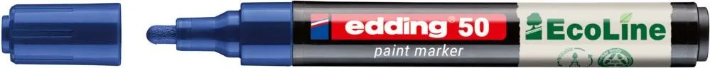 Marker cu vopsea pe baza de apa edding Ecoline 50, corp din plastic reciclat, varf rotund, 2-3 mm, albastru