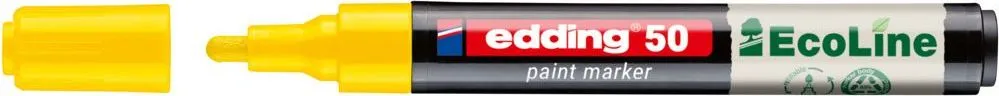 Marker cu vopsea pe baza de apa edding Ecoline 50, corp din plastic reciclat, varf rotund, 2-3 mm, galben