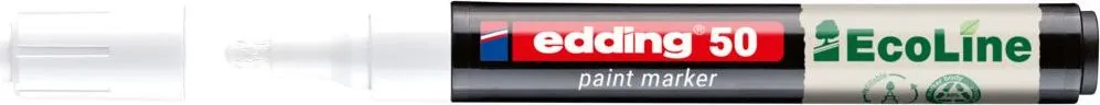 Marker cu vopsea pe baza de apa edding Ecoline 50, corp din plastic reciclat, varf rotund, 2-3 mm, alb