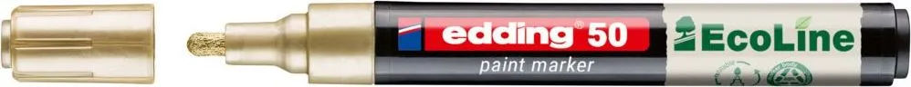 Marker cu vopsea edding Ecoline 50, corp din plastic reciclat, varf rotund, 2-3 mm, auriu