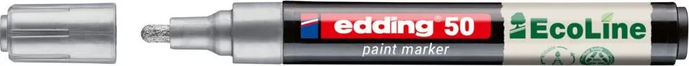 Marker cu vopsea pe baza de apa edding Ecoline 50, corp din plastic reciclat, varf rotund, 2-3 mm, argintiu