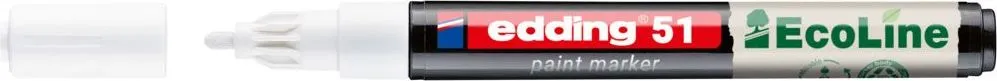 Marker cu vopsea edding Ecoline 51, corp din plastic reciclat, varf rotund, 1-2 mm, alb