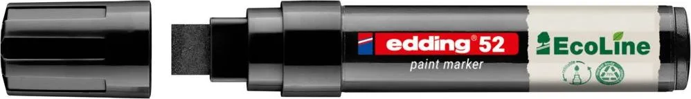 Marker cu vopsea pe baza de apa edding Ecoline 52, corp din plastic reciclat, varf tesit, 4-15 mm, negru