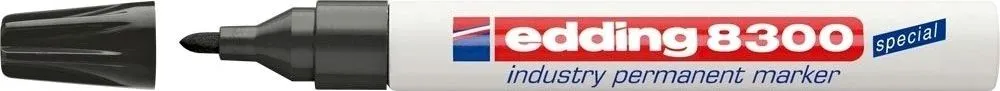 Marker permanent Edding 8300 Industrial, corp metalic, varf rotund, 1.5-3 mm, negru