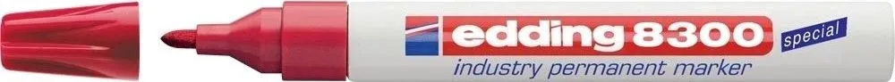 Marker permanent Edding 8300 Industrial, corp metalic, varf rotund, 1.5-3 mm, rosu