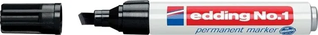 Marker permanent Edding No. 1, corp aluminiu, varf retezat, 1-5 mm, negru