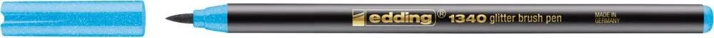 Marker Edding 1340 Glitter, varf tip pensula, 1-6 mm, albastru azur