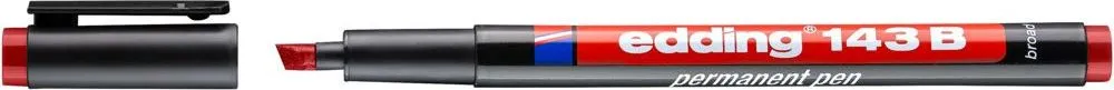 Marker permanent edding 143 B, corp plastic, varf tesit, 1-3 mm, rosu