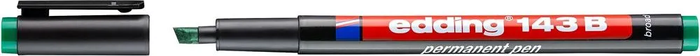 Marker permanent edding 143 B, corp din plastic, varf tesit, 1-3 mm, verde