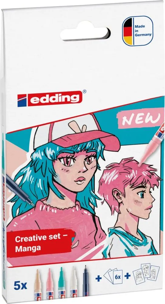 Set markere acrilice Edding 5300/1800, 5 piese, culori variate, pentru desen manga