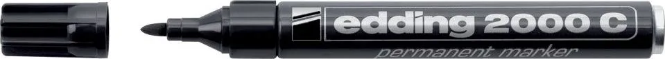 Marker permanent Edding 2000C, corp metalic, varf rotund, 1.5-3 mm, negru