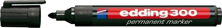 Marker permanent Edding 300, corp plastic, varf rotund, 1.5-3 mm, negru