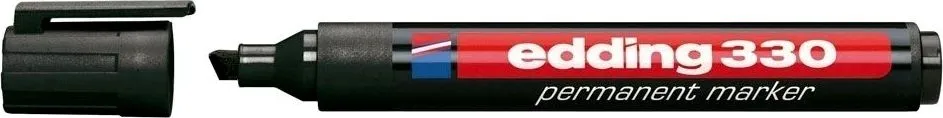 Marker permanent Edding 330, corp plastic, varf retezat, 1-5 mm, negru