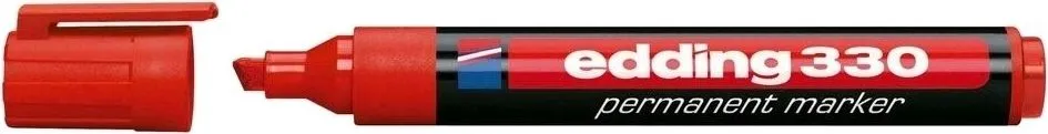 Marker permanent Edding 330, corp plastic, varf retezat, 1-5 mm, rosu