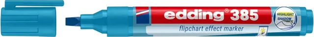 Marker flipchart edding Ecoline 385, corp din plastic reciclat, varf flexibil, 1-5 mm, albastru deschis