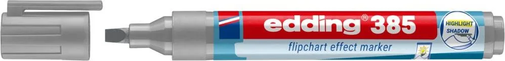 Marker flipchart edding Ecoline 385, corp din plastic reciclat, varf pensula flexibil, 1-5 mm, argintiu/gri