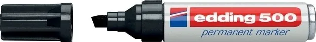 Marker permanent Edding 500, negru, corp aluminiu, varf retezat, 2-7 mm, negru