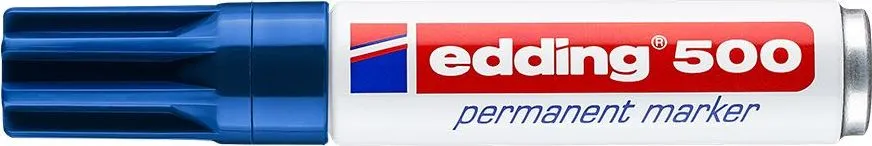 Marker permanent Edding 500, corp metalic, varf retezat 2-7 mm, albastru