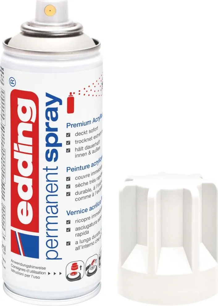 Spray vopsea acrilica Edding 5200, alb mat, uscare rapida, 200 ml, rezistent la intemperii