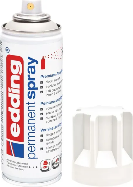 Spray vopsea acrilica Edding 5200, alb mat, uscare rapida, 200 ml, rezistent la intemperii