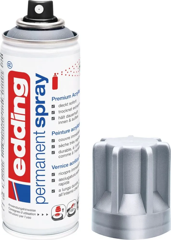 Spray vopsea acrilica Edding 5200, argintiu mat, acrilic, 200 ml