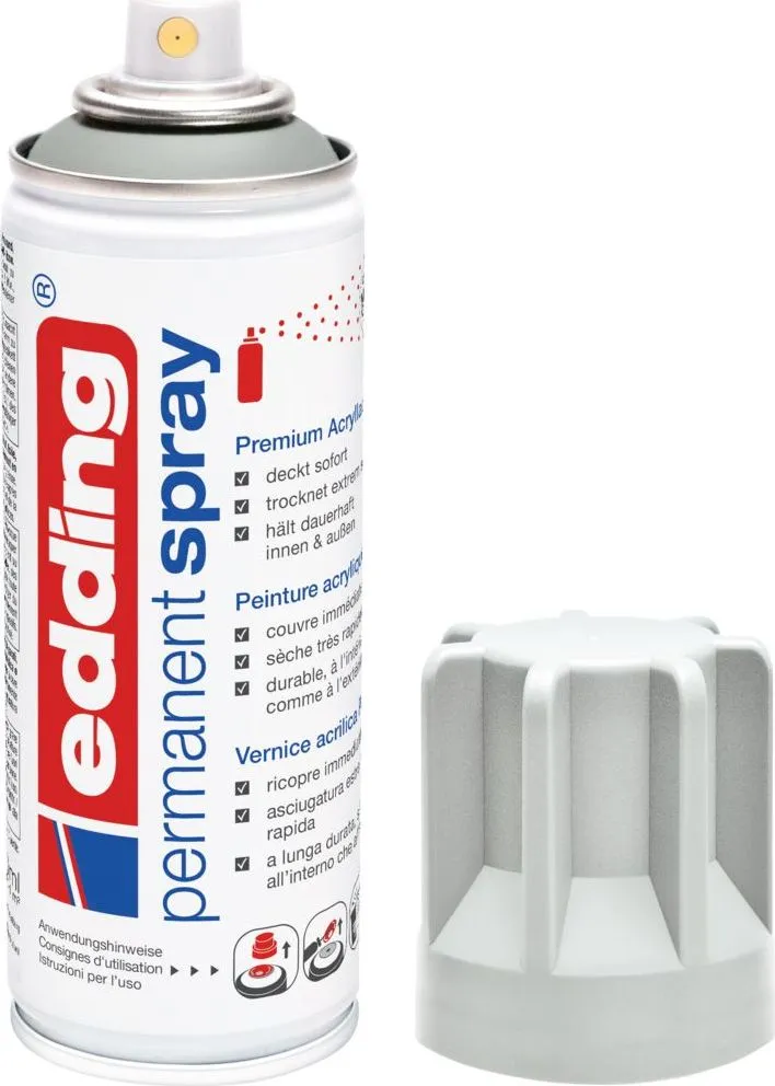 Spray vopsea acrilica Edding 5200, gri mat, uscare rapida, rezistenta la zgarieturi, 200 ml