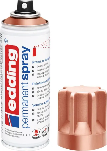 Spray vopsea acrilica Edding 5200, cupru pretios mat, 200 ml, vopsea acrilica pentru sticla, metal, lemn