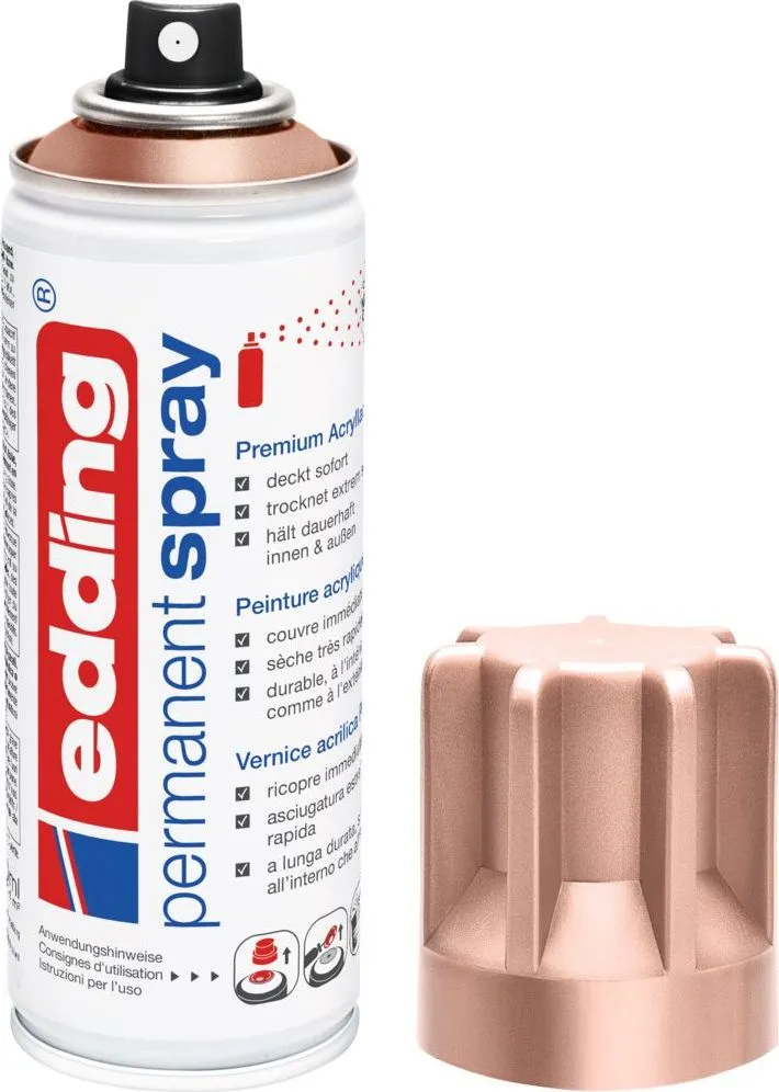 Spray vopsea acrilica Edding 5200, rose-gold mat, 200 ml, uscare rapida, rezistent la zgarieturi
