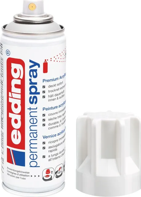 Spray vopsea acrilica Edding 5200, alb lucios, uscare rapida, 200 ml